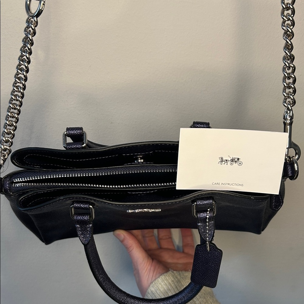 Coach Dark Blue Leather Satchel Handbag - Picture 5 of 6